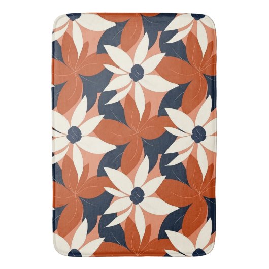 Terracotta witte bloem elegant badmat (Voorkant Verticaal)