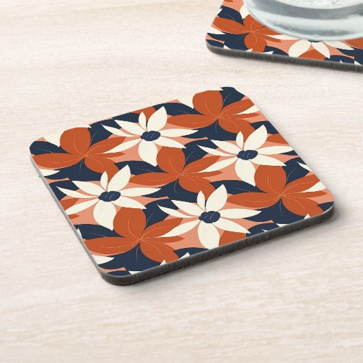 Terracotta witte bloem elegant bier onderzetter (Linkerzijde)