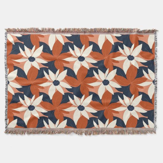 Terracotta witte bloem elegant deken (Voorkant)