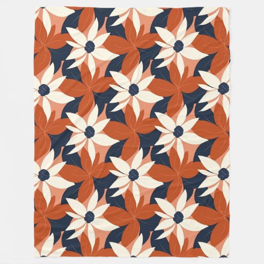 Terracotta witte bloem elegant fleece deken (Voorkant)