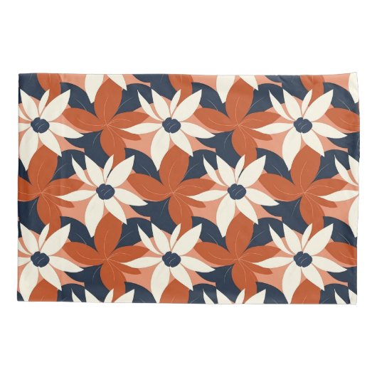 Terracotta witte bloem elegant kussensloop (Achterkant)