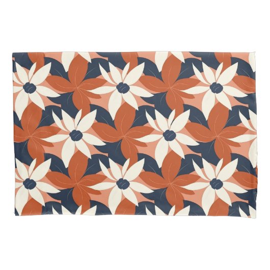 Terracotta witte bloem elegant kussensloop (Voorkant)