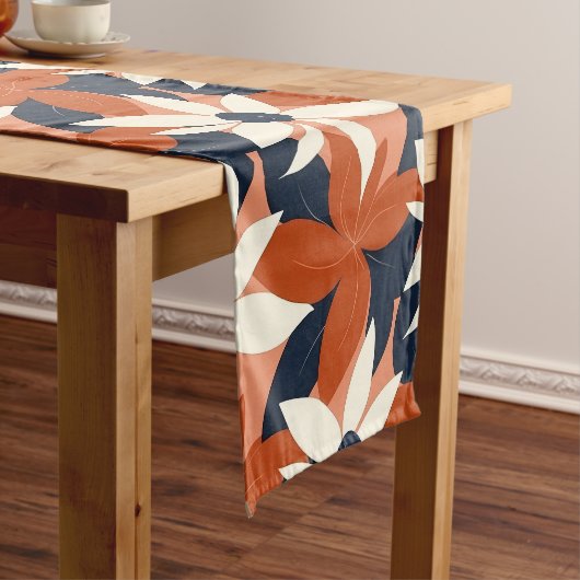 Terracotta witte bloem elegant lange tafelloper (Voorbeeld)