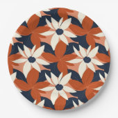 Terracotta witte bloem elegant papieren bordje (Voorkant)