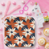 Terracotta witte bloem elegant papieren bordje (Feest)