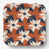 Terracotta witte bloem elegant papieren bordje (Voorkant)