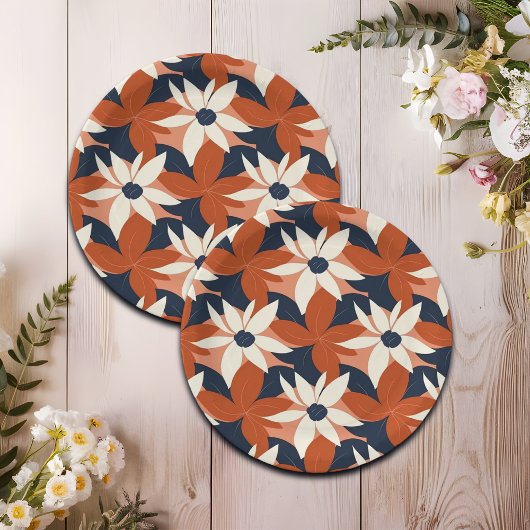 Terracotta witte bloem elegant papieren bordje