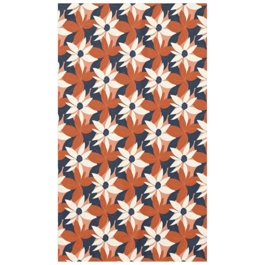 Terracotta witte bloem elegant tafelkleed (Voorkant)