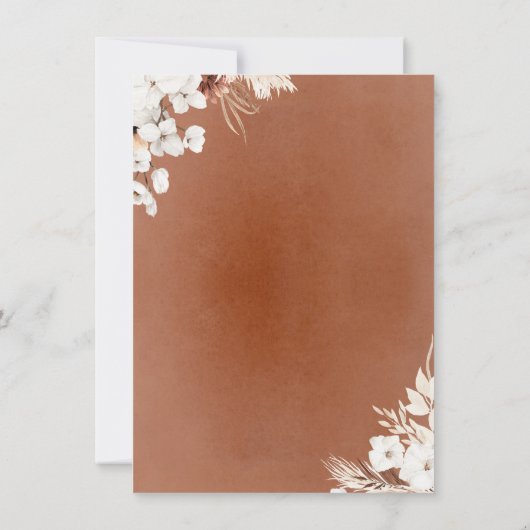 Terracotta Witte Bloemen Boho Bewaar de Datum Foto Save The Date (Achterkant)