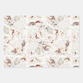 Terracotta Witte Bloemen Botanische Boho Elegant Inpakpapier Vel (Voorkant 3)