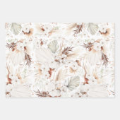 Terracotta Witte Bloemen Botanische Boho Elegant Inpakpapier Vel (Voorkant)