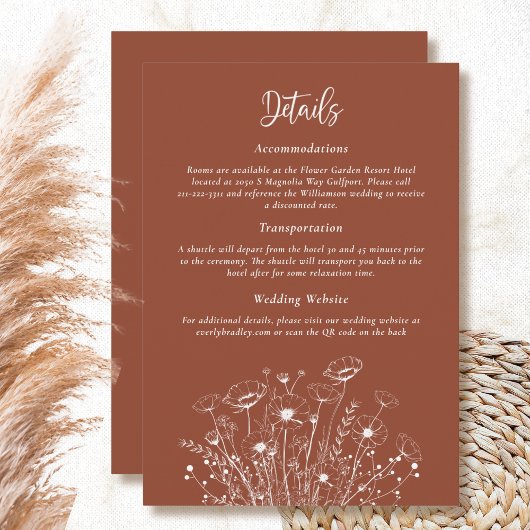 Terracotta Witte Bloemen Detail Behuizing Kaart