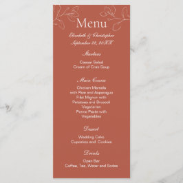 Terracotta Witte Bloemige Botanische Trouwmenu Menu