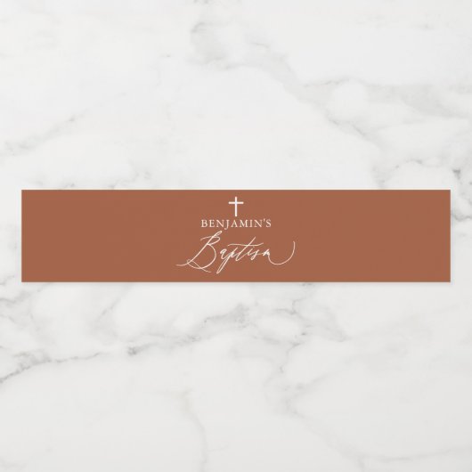 Terracotta Witte Dop Dop Waterfles Etiket (Enkel label)