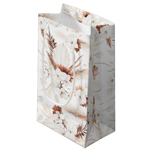 Terracotta Witte en Ivoren Bloemen Boho Botanisch Klein Cadeauzakje (Voorkant Gekanteld)