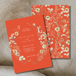 Terracotta Witte Flora Boho Wildflower Huwelijk Kaart