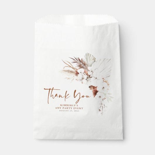 Terracotta Witte Ivoren Bloemen Boho Dank Je Bedankzakje (Voorkant)