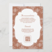 Terracotta Witte Kant Coquette Strik QR Code Bruil Kaart (Achterkant)