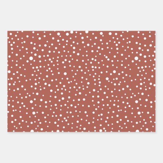 Terracotta, witte kersttypografie en stippen inpakpapier vel (Voorkant 2)