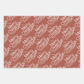 Terracotta, witte kersttypografie en stippen inpakpapier vel (Voorkant)