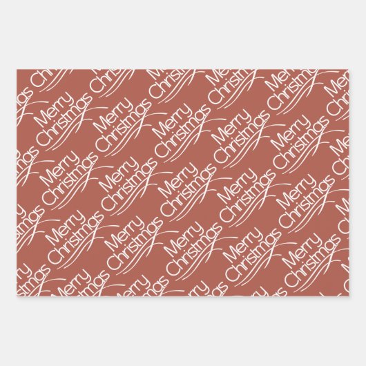Terracotta, witte kersttypografie en stippen inpakpapier vel (Voorkant)