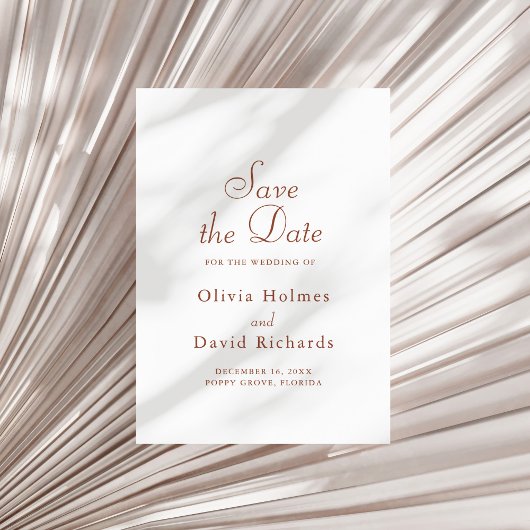 Terracotta Witte Minimalistische Save the Date Kaa