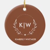 Terracotta & Witte Moderne Initialen Monogram FOTO Keramisch Ornament (Achterkant)