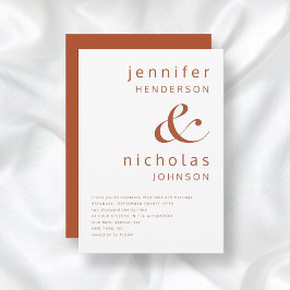 Terracotta & Witte Moderne Typografie Bruiloft Kaart