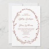 Terracotta Witte Rustieke Wildflower Krans Bruilof Kaart (Voorkant)