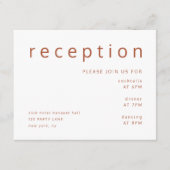 Terracotta & Witte Typografie Bruiloftsreceptie Informatiekaartje (Voorkant)