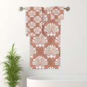 Terracotta & Witte Zeeschelp Bad Handdoek