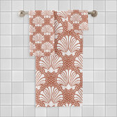 Terracotta & Witte Zeeschelp Bad Handdoek