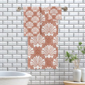 Terracotta & Witte Zeeschelp Bad Handdoek