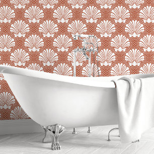 Terracotta & Witte Zeeschelp Behang