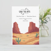 TERRACOTTA WOESTIJN BOHO BRUILOFT SAVE THE DATE (Staand voorkant)