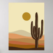 Terracotta Woestijn Cactus Landschap Muurkunst Pos Poster (Voorkant)