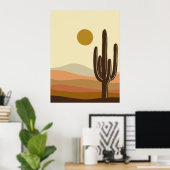 Terracotta Woestijn Cactus Landschap Muurkunst Pos Poster (Thuiskantoor)