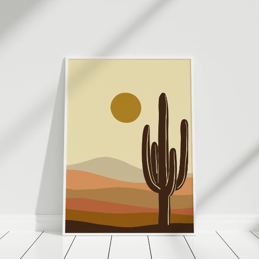 Terracotta Woestijn Cactus Landschap Muurkunst Pos Poster
