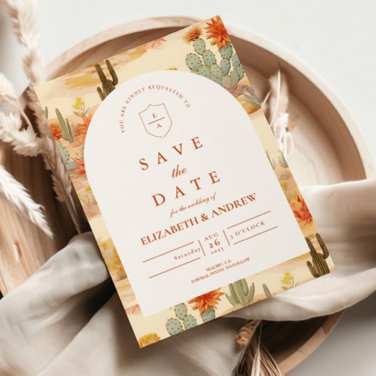 Terracotta Woestijn Romance Bruiloft Save The Date