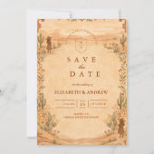 Terracotta Woestijn Westerse Bruiloft Save The Date (Voorkant)
