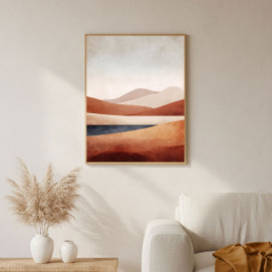 Terracotta woestijnbekken abstract landschapsdecor poster