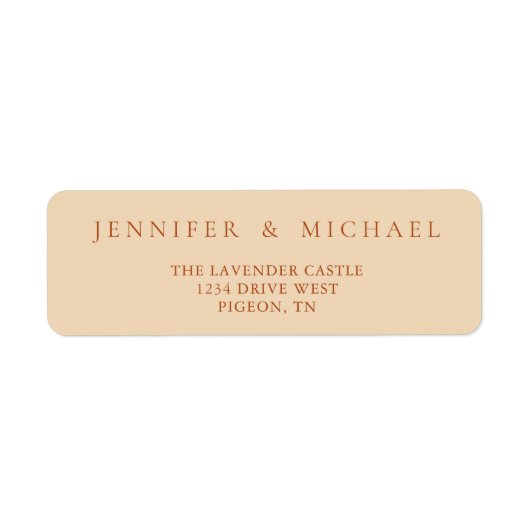 Terracotta Yellow Tone Simple Minimalistic Wedding Etiket (Voorkant)