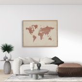 Terracotta Zand Beige Wereldkaart Poster