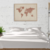 Terracotta Zand Beige Wereldkaart Poster