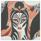 Terracotta Zebra Muse Art Deco Pattern Stof (Close Up)