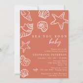 Terracotta Zee You Soon Coastal Beach Baby shower Kaart (Voorkant)