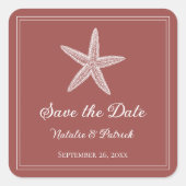Terracotta Zeester Save the Date Vierkante Sticker (Voorkant)