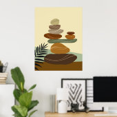 Terracotta Zen Stenen Abstract Boho Wand Kunstprin Poster (Thuiskantoor)