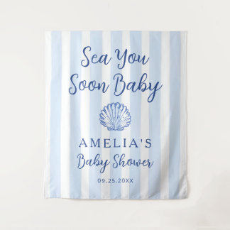 Terracotta Zie je gauw Strand Baby Shower Wandkleed
