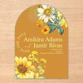 Terracotta Zonnebloemen Wildbloemen Bohemian Bruil Acryl Uitnodigingen (Voorkant)